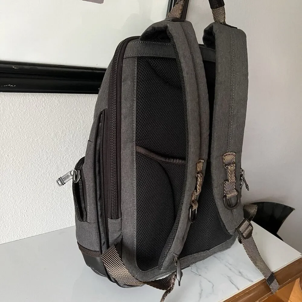 TUMI Alpha Bravo Knox backpack in a charcoal gray